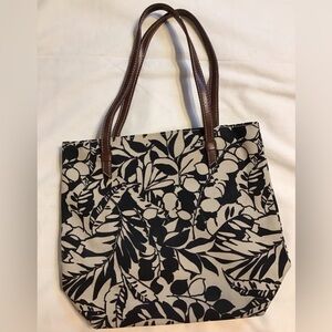 GAP Factory Black and Cream Botanical Tote Bag